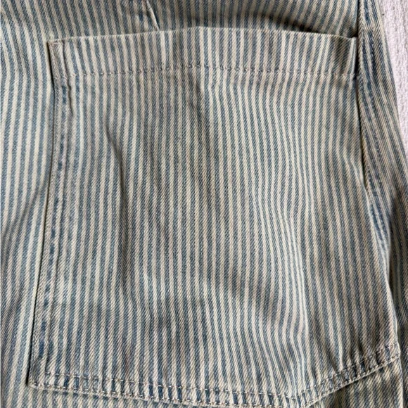 Free People ‘High Roller’ Railroad Blue & White Striped Jumpsuit Overalls -Small - Picture 6 of 7